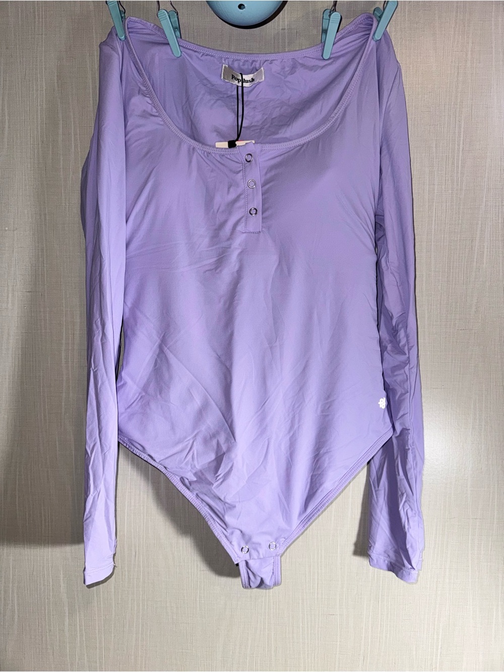 NWT Popilush Lavender Long Sleeve Henley Shapewear Bodysuit (L)